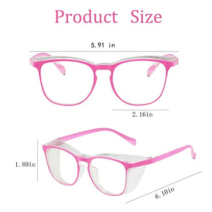 Safety Glasses for Men Women, Anti Fog Safety Goggles Comfortable Blue Light Blocking UV Protective Adult Nurse - color: Square Pink 1pack