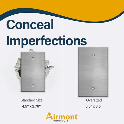 4-Gang Oversized Stainless Steel Blank Wall Plates – 5.5" x 9.5" Rocker Covers for Unused Electrical Boxes | Cover Empty Spaces | 4-Gang Oversized Metal Blank Faceplate - color: Blank Cover, size: 4 Gang