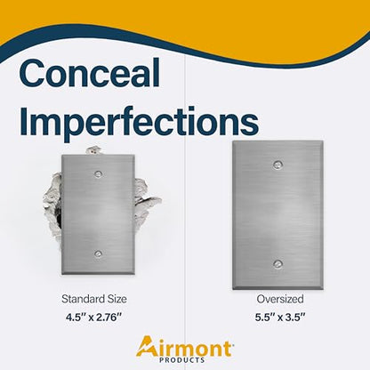 4-Gang Oversized Stainless Steel Blank Wall Plates – 5.5" x 9.5" Rocker Covers for Unused Electrical Boxes | Cover Empty Spaces | 4-Gang Oversized Metal Blank Faceplate - color: Blank Cover, size: 4 Gang