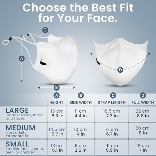 INHERENT Premium Traveler's Face Mask with Anti-Odor SILVERbac | Reusable, Adjustable, Comfortable - style: White - Medium
