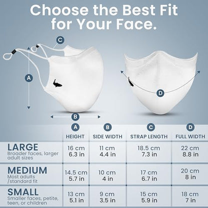 INHERENT Premium Traveler's Face Mask with Anti-Odor SILVERbac | Reusable, Adjustable, Comfortable - style: White - Large