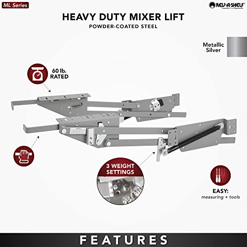 Rev-A-Shelf Heavy-Duty Stand Mixer Lift for Kitchen Base Cabinets, Zinc - Spring-Loaded Lifting System for Small Countertop Appliance Storage, RAS-ML-HDCR - style: Lift