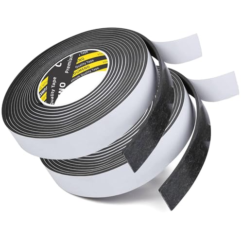 Single-Sided Adhesive EVA Foam Tape 2 Pack 1in x 10FT,Black Foam Weather Stripping,Door Seal & Window Insulation Tape,Waterproof Sound Proof Seal Strip for Doors,Garage Door & Gap Sealing - color: Black, size: 2 Pack 1in x 10FT