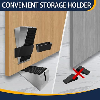 Heavy Duty Door Stopper Adjustable Spring Large Stoppers Wedge, Tall up to 3 Inches Doorstop Stainless steels Made Suits Any Heavy Doors - size: Silver-Adjustable