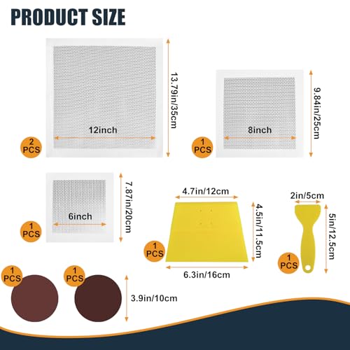 succulentlovers 8Pack Drywall Repair Kit, 6/8/12/12 Inch Dry Wall Patch Kits for Large Holes with Scraper & Sandpapers,Heavy Duty Self-Adhesive Mesh Drywall Hole Sheetrock Repair Kit for Wall Ceiling