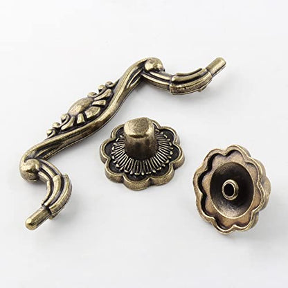 Uenhoy 6 Pcs 3 Inch Bail Handle Drop Pulls Vintage Drop Bail Drawer Pulls Antique Bronze Cabinet Pull Handles (3" Hole Spacing, 4" Total Length) - size: 3 Inch Hole Spacing