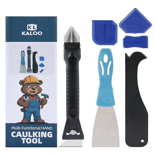 Silicone Caulk Remover Tool Kit, Grout Caulk Removal Tool, Putty Knife Scraper, 3 Glass Glue Corner Scrapers, Great for Kitchen Sinks, Bathroom and Window Frame