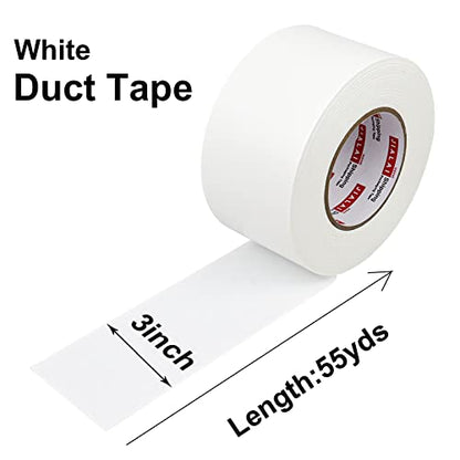 JIALAI HOME White Duct Tape 3 inch, Industrial Grade 3 inches x 55 Yards (164 ft), 9 Mil Heavy-Duty, Waterproof, UV Resistant for Crafts & Home Improvement - color: White