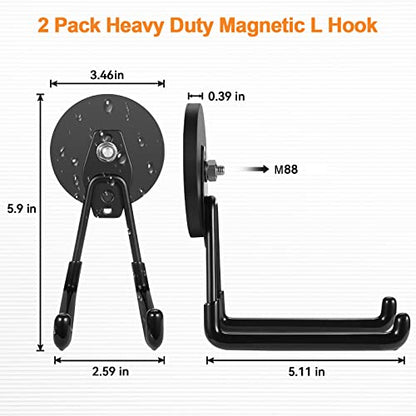 ENUODA Strong Magnetic Hooks Heavy Duty Large Magnet Garage Hooks Storage Hook Utility Magnet Tool Holder for Metal Cabinet, Pegboard, Shelve, Tool Chest, Shovel, Broom, Garden Tools, 2PCS - color: Black