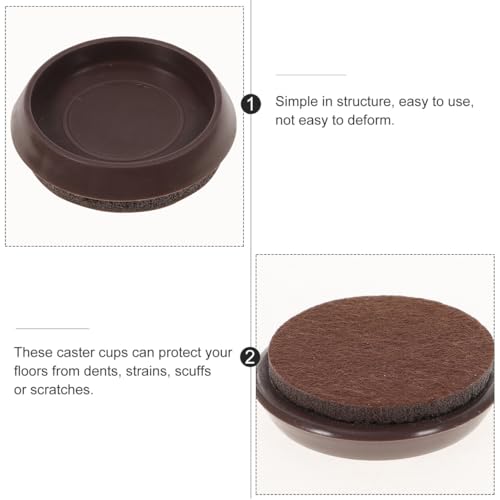 Angoily Non Slip Furniture Pads, 10pcs Round Rubber Caster Cups, Anti-Slip Furniture-Sliders Anti Skid Furniture Feet, Anti Slide Floor Protector Bed Couch Table Chair Hardwood Stoppers Light Brown - size: 5.50X5.50X1.40CM