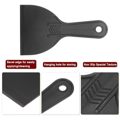 HARFINGTON 10pcs Putty Scraper 4" Width 6mm Thin Flexible Plastic Putty Knives for Taping Drywall Spreading Painting Wall Scratching - color: Black, size: 4"