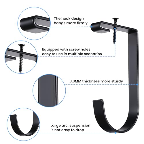 6 Pack Heavy Duty Bike Hooks for Garage Ceiling, Garage Ceiling Hooks with Screws, 70 lbs Capacity Each, Strong Iron Construction for Overhead Organization
