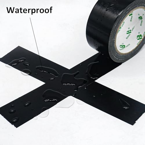 2 Pack Duct Tape Heavy Duty,9 Mil Thickness,1.5 Inches x 30 Yards,Strong Industrial Strength,Flexible,No Residue,Waterproof and Tear by Hand,Multi-Use for Indoor & Outdoor Repairs(Black) (Black) - color: Black