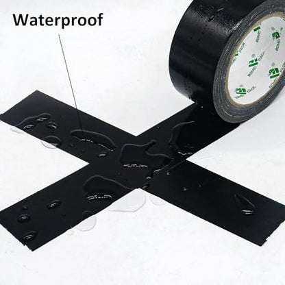 2 Pack Duct Tape Heavy Duty,9 Mil Thickness,1.5 Inches x 30 Yards,Strong Industrial Strength,Flexible,No Residue,Waterproof and Tear by Hand,Multi-Use for Indoor & Outdoor Repairs(Black) (Black) - color: Black