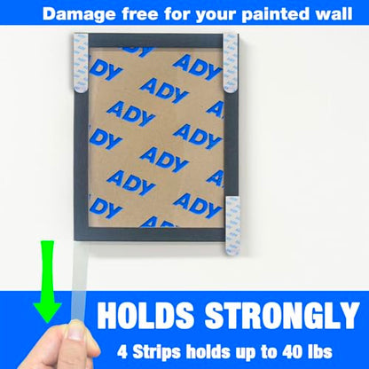 ADY Clear Picture Hanging Strips 40 Pack, Removable Double Sided Tape Damage Free for Wall, Refill Adhesive Strips for Rent Room, Nano Transparent Adhesive Tape for Decor, Poster - size: XL-1in x 4.52in