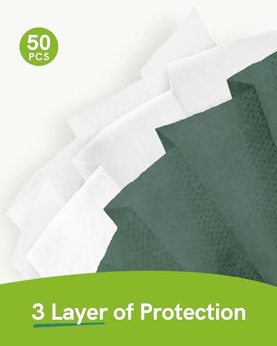 FriCARE Made in USA Disposable Face Masks, 3-Ply ASTM Level 3 Medical Grade, Breathable & Comfortable for Adult Daily Work/Sun Protection, 50 Pack Peacock Majesty - color: Peacock Majesty