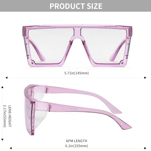 Z87 Safety Glasses – Photochromic Blue Light Blocking UV400 Sunglasses, Impact Resistant Work & Outdoor Eyewear - color: Clear Purple
