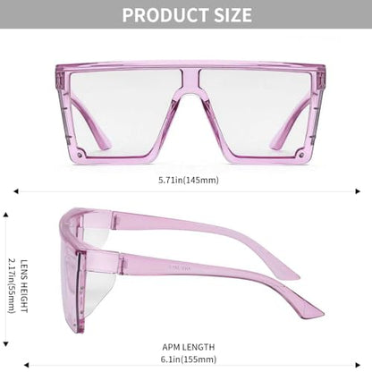 Z87 Safety Glasses – Photochromic Blue Light Blocking UV400 Sunglasses, Impact Resistant Work & Outdoor Eyewear - color: Clear Purple