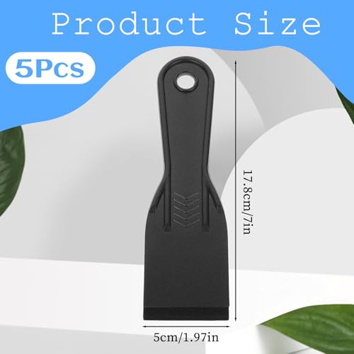 5 PCS Plastic Putty Knife Plastic Putty Filler Knife Tool Set 2 Inch Putties Knives Black Filling Knives Scrapers for Repairing Walls, Removing Wallpaper, Spackling Patching