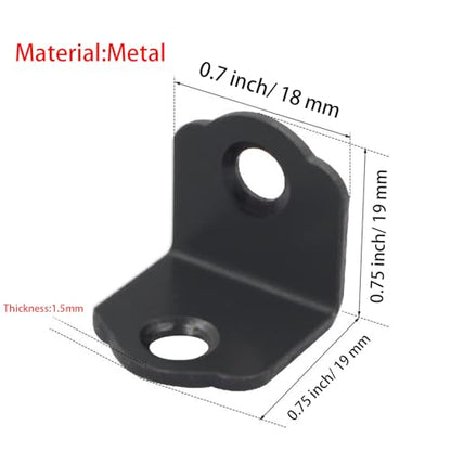 100PCS 90 Degree Corner Brace 0.75x0.75 Metal L Bracket Heavy Duty Corner Fastener Black Angle Brackets for Wood Furniture Bedframe Cabinet Drawer Chair with Screws, Plum Blossom - size: 100pcs