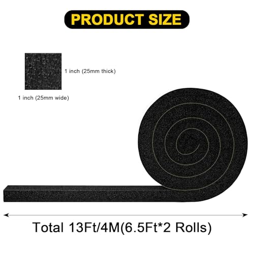 Air Conditioner Window Seal 1 Inch X 1 Inch, Open Cell Thick AC Weather Stripping High Resilience Foam Sealing Tape Adhesive AC Window Seal Kit (Total 13Ft) - size: AC-1 in x 1 in x 13Ft