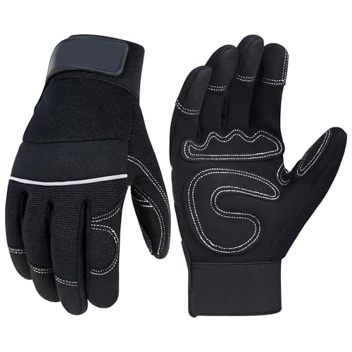 HANDLANDY Work Gloves Mens & Women, Utility Safety Mechanic Working Gloves Touch Screen, Flexible Breathable Yard Work Gloves (Small, Black) - color: Deep Black (1 Pair), size: Small