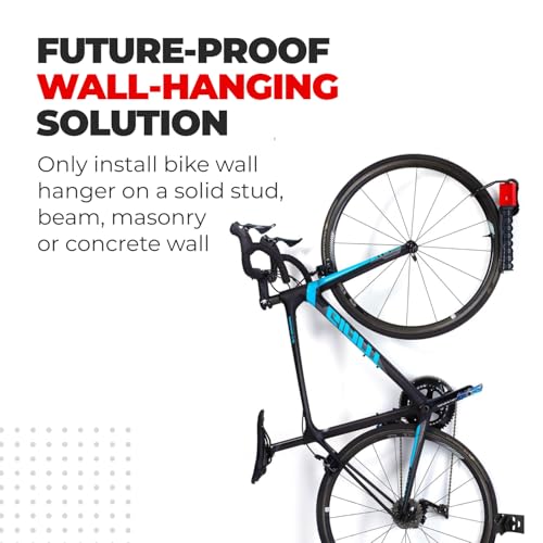Pro Bike Tool Swivel Bike Rack, Wall Mount for Bicycles, Home, Garage, Vertical Hanging Rack for Storage, Secure Hook for MTB, Road, Hybrid Bikes - size: Pack of 1