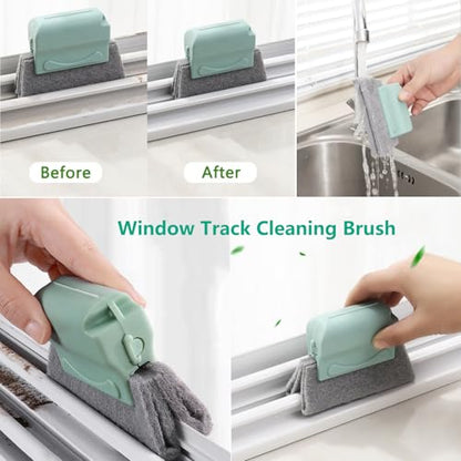 CRAFNEW 20Pcs Window Cleaning Kit, Household Cleaning Tools with Squeegee, Brushes, Microfiber Pads for Window Track, Sliding Door, Glass Door, Bathroom Mirror, Car Windshield