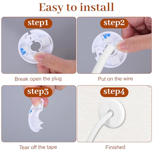 Molain 4Pcs Wall Grommets for Cables, Wall Cable Pass Through Accessories Cable Hole Covers Grommets Routing Kit for Ethernet Cables Organizing Protecting Cord