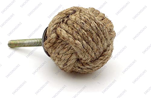 5MOONSUN5's Jute Rope Knot Handles: Drawer Pulls & Push Knobs for Cabinets, Wardrobes & Kitchen Cupboards, 35 mm (Pack of 10) - color: Pack of 10