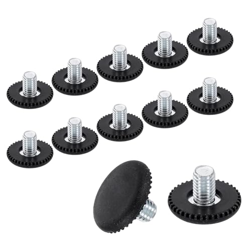 uxcell 12Pcs M6 Thread Furniture Feet Levelers, 25x14mm Adjustable Leveling Table Feet, Screw on Furniture Glide Leveling for Chair Stool Legs, Black - color: Black, size: M6x25x14mm
