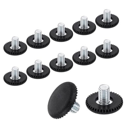 uxcell 12Pcs M6 Thread Furniture Feet Levelers, 25x14mm Adjustable Leveling Table Feet, Screw on Furniture Glide Leveling for Chair Stool Legs, Black - color: Black, size: M6x25x14mm