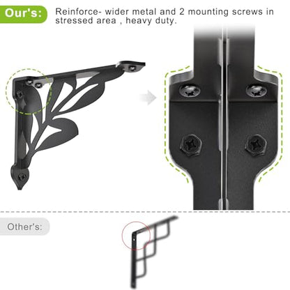 SELEWARE Heavy Duty Shelf Brackets 12 Inch, Branch Shelves Brackets, 300LB Capacity Decorative Metal L Brackets for Floating Shelves, Black Rustic Wall Mount Shelving Bracket with Screws, 4 Pack - size: 12 Inch, style: Branch-4 pack
