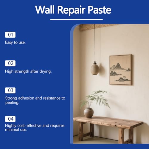 Drywall Patch Repair Kit – 2 Pack Wall Mending Agent with Scrapers, Nozzles, Sandpapers & Mesh Patches Complete Wall Repair Kit for Holes, Cracks & Peeling Paint Non-Toxic, Waterproof & Fast-Drying