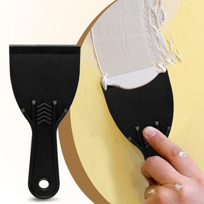 6pcs Flexible Plastic Putty Knife Set - 3 Inch Wide Scraper for Wall Repair, Spackling, Drywall Taping & Painting Projects (Black)