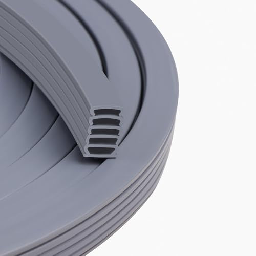 Rubber Weather Stripping Door Seal Strip, Self-Adhesive Backing D-Shape Door Weatherstripping for Door Frame Insulation Large Gap, Easy Cut to Size (Gray) - color: Gray