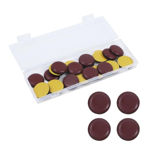 MY MIRONEY 20PCS 1" Round Chair Sliders Brown Self-Adhesive Furniture Slider Gliders Floor Protector Pads with a Clear Plastic Box - style: 1"; Brown; 20PCS
