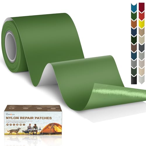 Cahomo 3x79 Nylon Repair Patch Nylon Repair Tape Self Adhesive Fabric Tapes Outdoor Camping Gear Fabric kit for Tent, Umbrella, Down Jackets, Sleeping Bag, Knapsack （Grass Green） - color: Grass Green, size: 3x79 inch