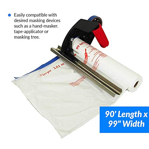 Reli. Masking Film, 1 Roll | 90' Foot x 99" Inch | Masking Plastic Film, Pre-Folded | Hand Masker for Painting & Automotive | Plastic Overspray Protection - size: 90 foot length x 99 inch width | 1 roll