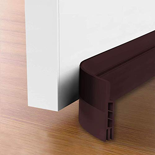 Suptikes 2 Pack Door Draft Stopper，Door Sweep for Exterior & Interior Doors,Door Bottom Seal Dust and Noise Insulation Weather Stripping Draft Guard Insulator, 2" W x 39" L, Brown - color: Brown