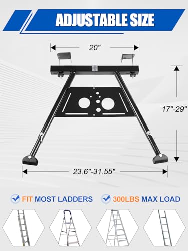 Ladder Stabilizer, Extended Ladder Stabilizer for Roof Gutters, Wall Gutter Ladder Standoff, Adjustable Length 17-29", Aluminium Ladder Accessory, Withstand 300 LBS Weight Rating, Folding