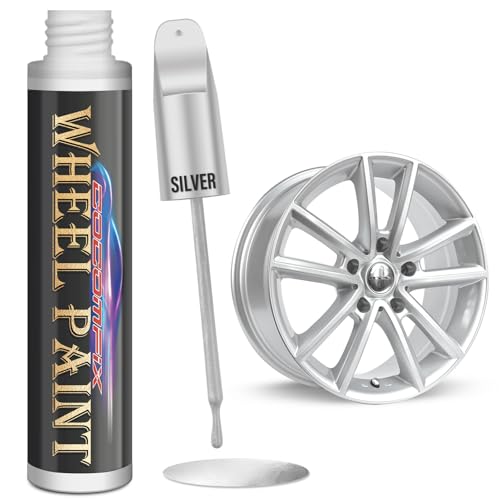 Silver Wheel Touch Up Paint, Chrome Rim Paint for Curb Rash, Wheel Scratch Repair Kit for Chrome, Alloy, Aluminum, Enamel, Universal Silver Automotive Touch Up Paint Pen (1 fl oz) - color: Light Silver