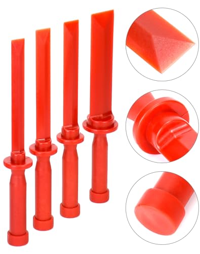 QWORK Plastic Chisel Scraper Set, 3/4", 7/8", 1", 1-1/2" Chemical Resistant Scraper Tool, No-marring Plastic Chisel Set for Removes Debris, Adhesives, Film, Paint