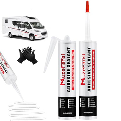 RV Roof Sealant, 2 Packs Non-Leveling Lap Sealant for RV Roofs - Non-Sag Silicone Caulk Waterproof Flexible Sealants for Campers Exterior Repairs, Trailers, Windows, Vents, White - style: 2 Packs Non Leveling