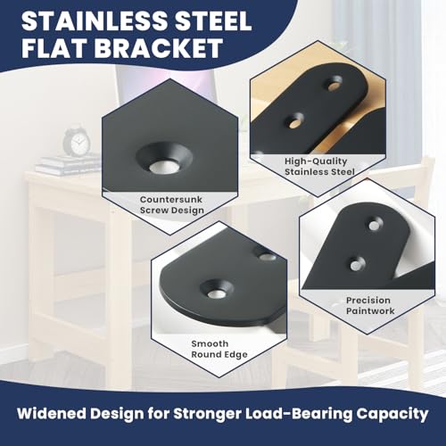 Alise 4 Pcs Flat Straight Brace Brackets Mending Plates Repair Fixing Bracket,100x38mm Stainless Steel Matte Black - color: Matte Black, size: 100mmX38mm