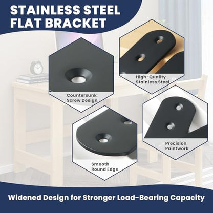 Alise 4 Pcs Flat Straight Brace Brackets Mending Plates Repair Fixing Bracket,100x38mm Stainless Steel Matte Black - color: Matte Black, size: 100mmX38mm