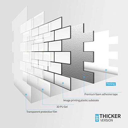 Art3d Peel and Stick Backsplash for Kitchen White Subway (10 Tiles, Thicker Design) - color: White With Black Grout