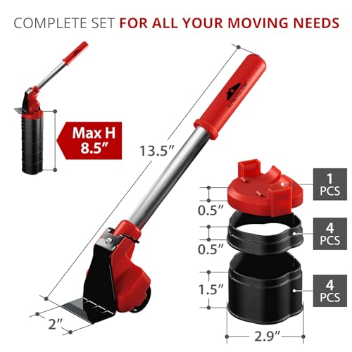 Furniture Sliders for Carpet & Furniture Lifter - 24 PCS 3 1/2” Heavy-Duty Sliders & Premium Furniture Jack Lifter with Adjustable Height - Easy Move and Lift Furniture