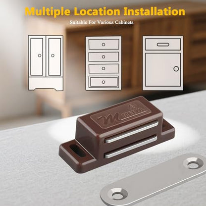 Cabinet Magnetic Catch - 4 Pack Cabinet Door Magnetic Latch for Cupboards Drawers Closet Doors and Shutters (Brown) - color: Brown