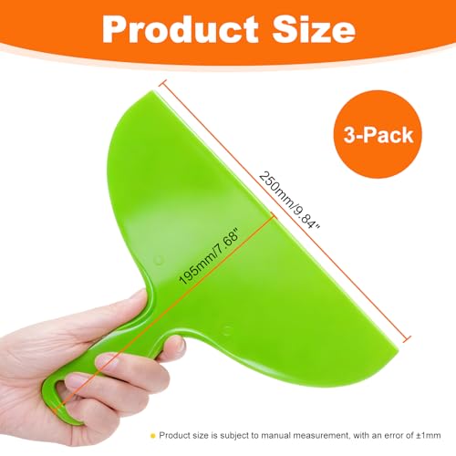 Putty Scraper 10" 3-Pack, Flexible Plastic Knife for Taping Drywall & Wall Repair, Value Pack Spreader for Spackling & Compound, Reusable & Easy Clean, Green
